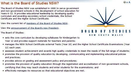 Board of Studies NSW 2009, example part of website graphic